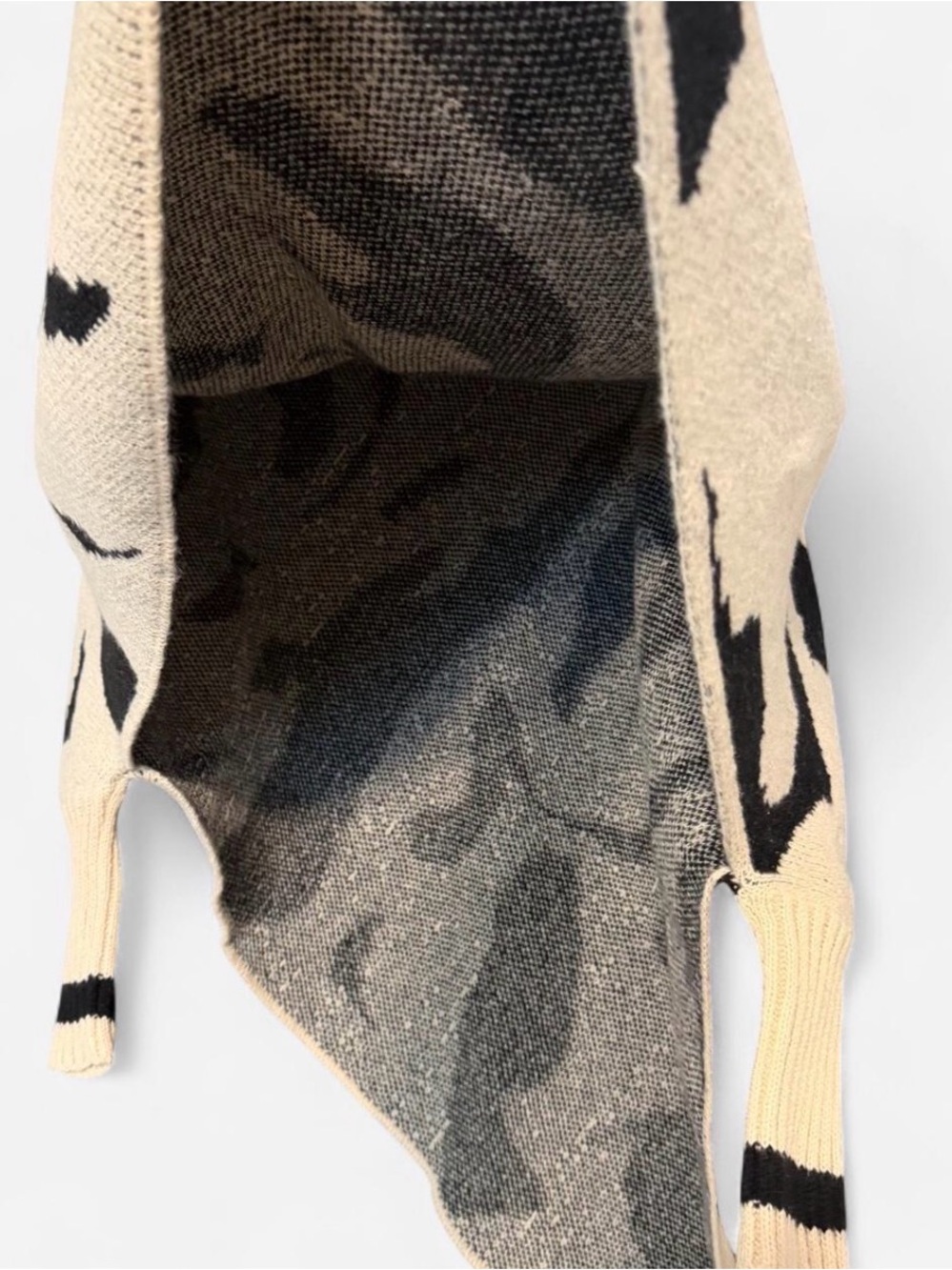 Poncho Sweater - Women's cardigan XL 1X tan black cream mock neck turtleneck 0X - Picture 6 of 9